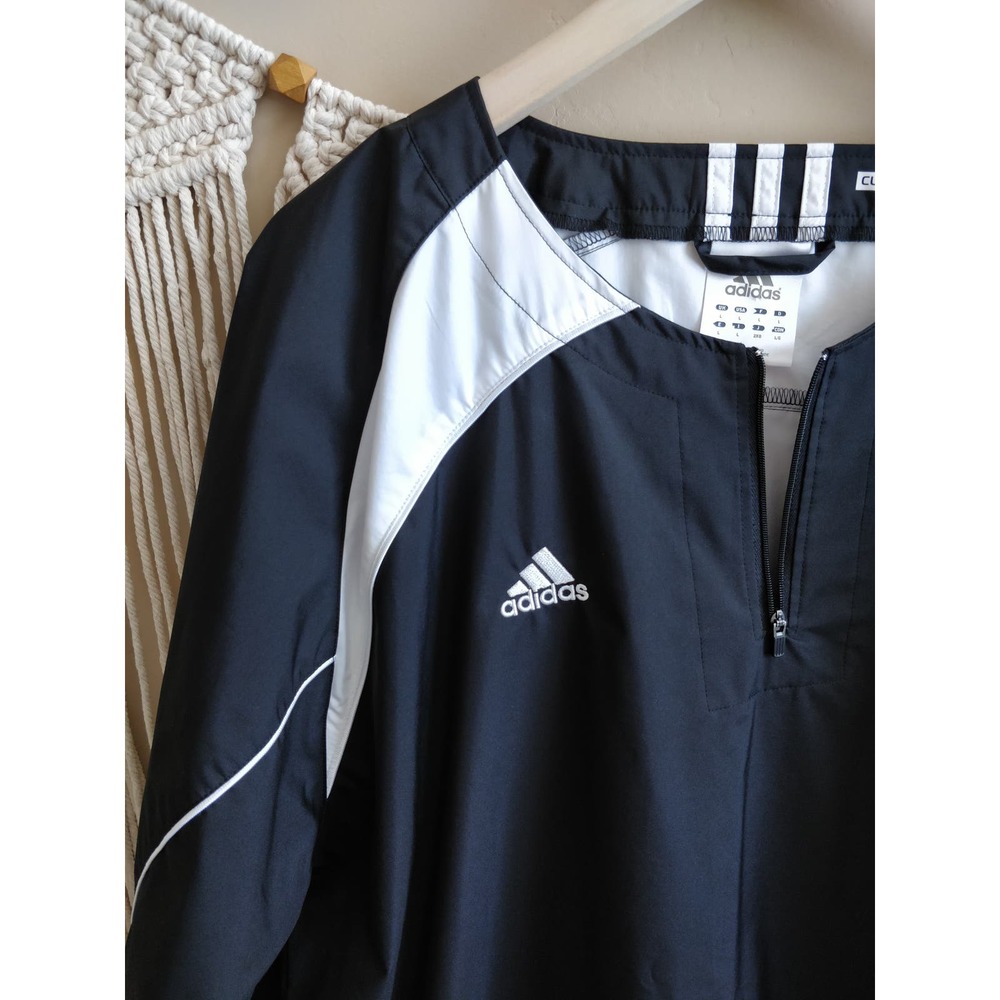 3/$20 Adidas Black White Athletic Windbreaker Jacket L - Picture 2 of 8